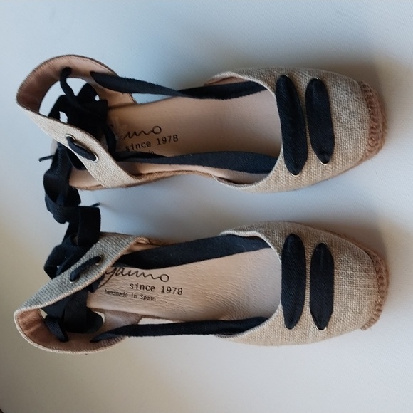 Gaimio Jutes Women's Tan and Black Espadrille Sandals Handmad Black Coton Straps - Picture 14 of 14